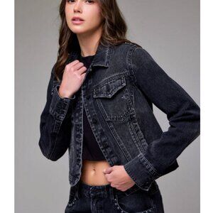 NWT Hidden Black (Item- 326) HD-253J-ONX Studded Trucker Fitted Denim Jacket S
